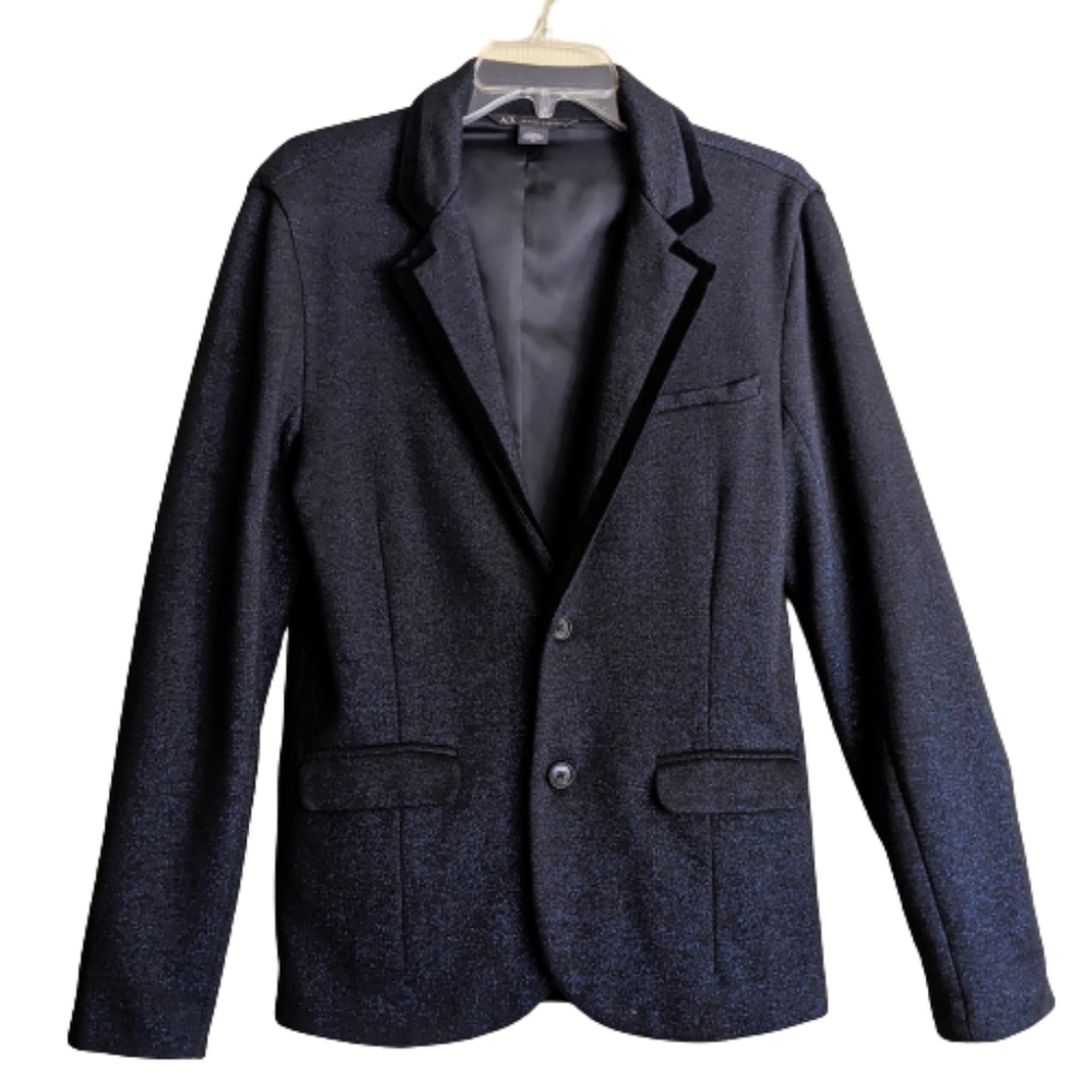 Armani Exchange Blazer Navy Blue Metallic Smoking Jacket Vibe